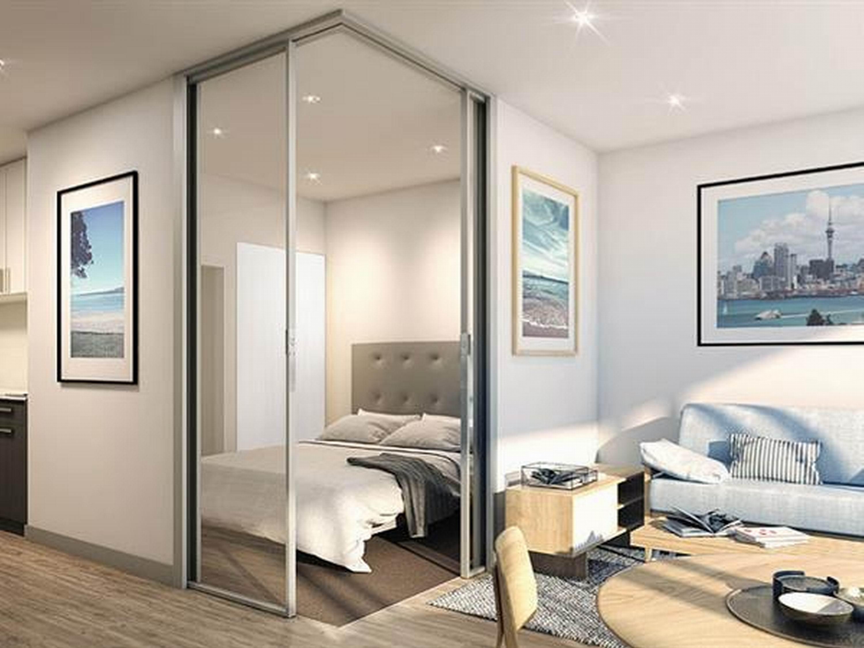 Swiss-Belsuites Victoria Park Auckland Dış mekan fotoğraf A bedroom with a sliding door