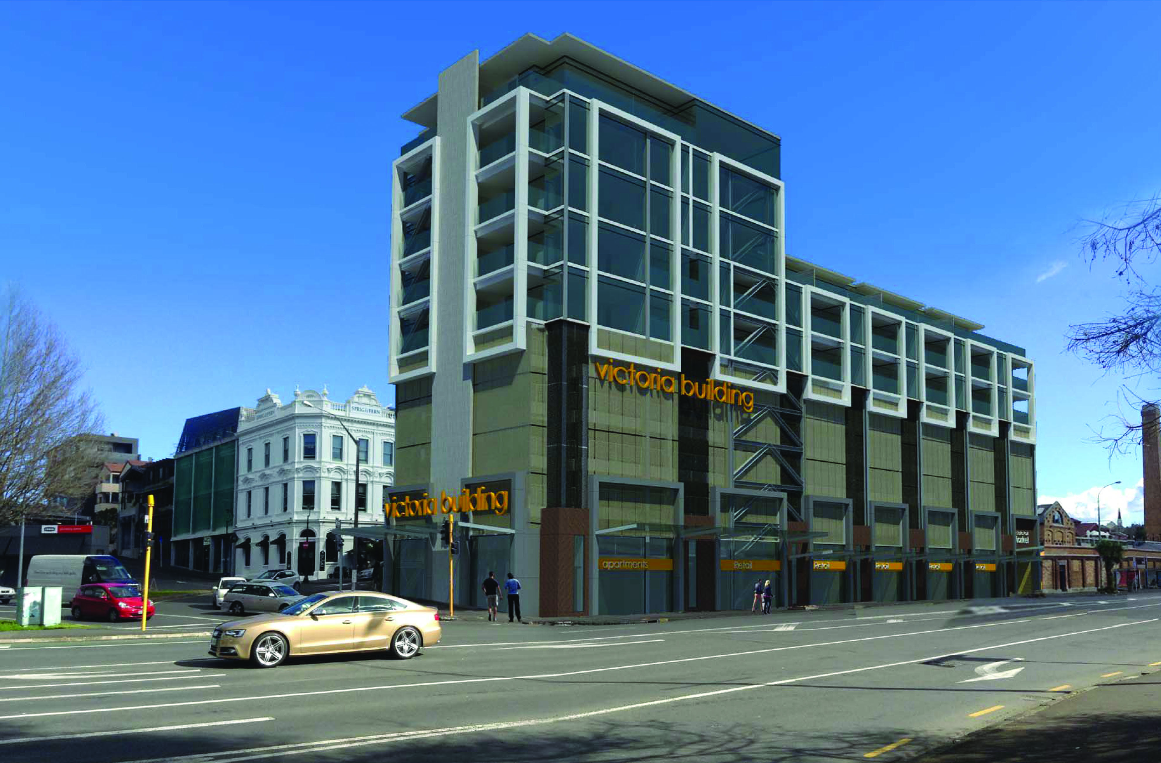 Swiss-Belsuites Victoria Park Auckland Dış mekan fotoğraf The proposed development of the former Woolworths building on the corner of Oxford Road and Princess Street.